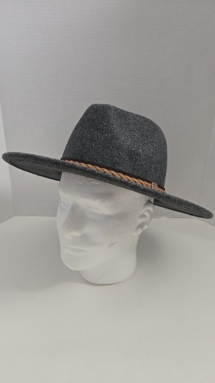 FRYE Fedora Braided Hat Heather Gray One Size NWT Festival Rodeo Boho Travel